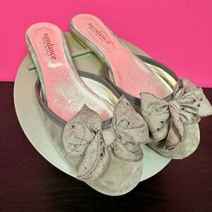 Sundance Karina Taupe Suede Mule Sandals with Bow 🎀 accent! Size 9